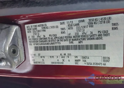 2014 Ford Escape Se из США, поврежденный, VIN 1FMCU0GX4EUB57773